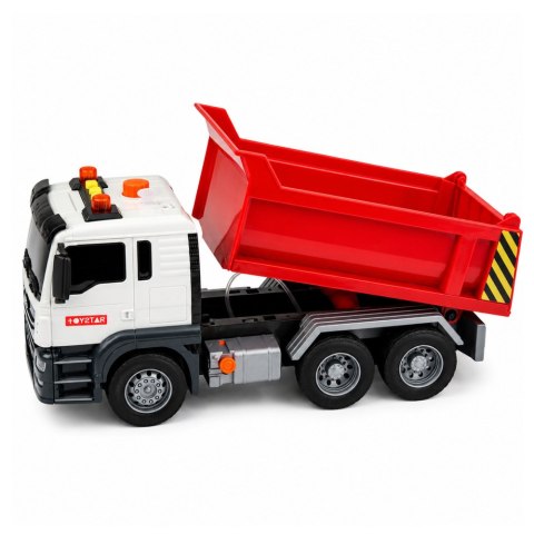 LEAN Toys Ciężarówka Wywrotka Podnoszona Skrzynia Otwierana Światła Dźwięki Czerwona