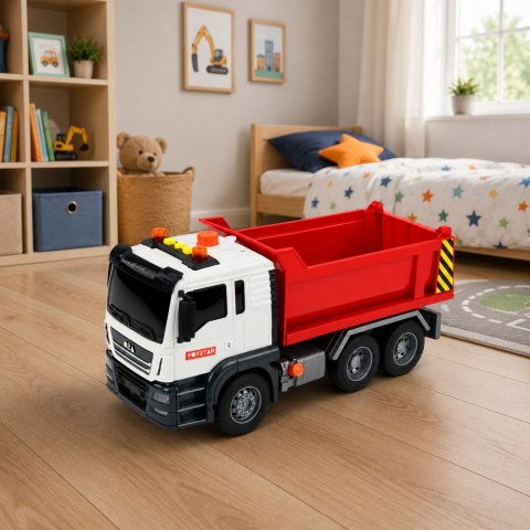 LEAN Toys Ciężarówka Wywrotka Podnoszona Skrzynia Otwierana Światła Dźwięki Czerwona