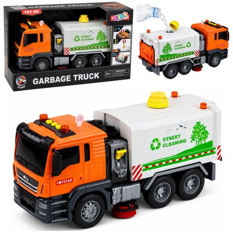 LEAN Toys Ciężarówka Zamiatarka Uliczna System Wodny Lanie Wody Z Węża Światła Dźwięk