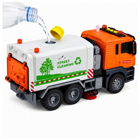 LEAN Toys Ciężarówka Zamiatarka Uliczna System Wodny Lanie Wody Z Węża Światła Dźwięk