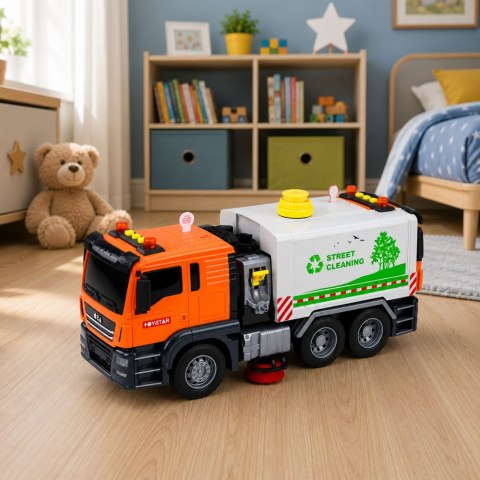 LEAN Toys Ciężarówka Zamiatarka Uliczna System Wodny Lanie Wody Z Węża Światła Dźwięk