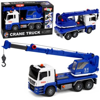 LEAN Toys Ciężarówka z Dźwigiem Budowlanym Regulowany Światła Dźwięki Niebieska
