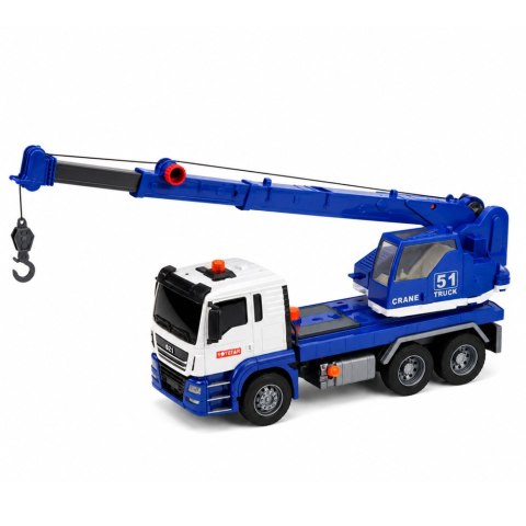 LEAN Toys Ciężarówka z Dźwigiem Budowlanym Regulowany Światła Dźwięki Niebieska
