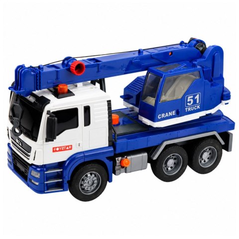 LEAN Toys Ciężarówka z Dźwigiem Budowlanym Regulowany Światła Dźwięki Niebieska
