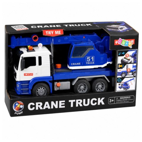 LEAN Toys Ciężarówka z Dźwigiem Budowlanym Regulowany Światła Dźwięki Niebieska