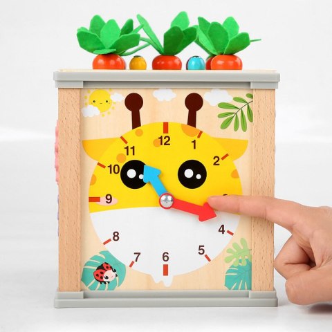 LEAN Toys Drewniana Kostka Edukacyjna Sorter 5W1 Układanka Skrzynka Klocki