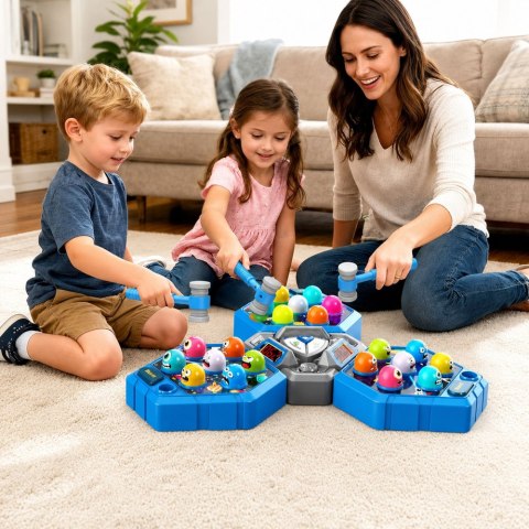 LEAN Toys Gra Zręcznościowa Whack-A-Mole Stworki Dla 3 Osób 3 Tryby Świecąca Młotki