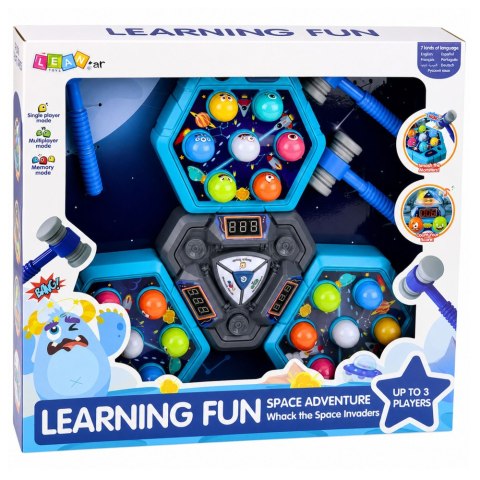 LEAN Toys Gra Zręcznościowa Whack-A-Mole Stworki Dla 3 Osób 3 Tryby Świecąca Młotki