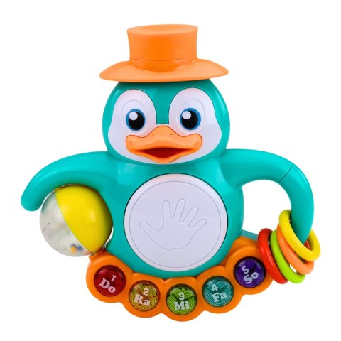 LEAN Toys Interaktywna Zabawka Pingwin Pianinko Bębenek Koraliki Grzechocząca Kulka