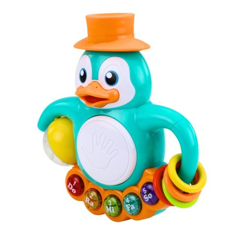 LEAN Toys Interaktywna Zabawka Pingwin Pianinko Bębenek Koraliki Grzechocząca Kulka