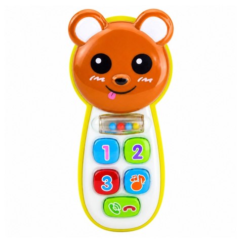 LEAN Toys Interaktywny Telefon Dla Dzieci Miś Z Lusterkiem Grzechotka Światła Dźwięk