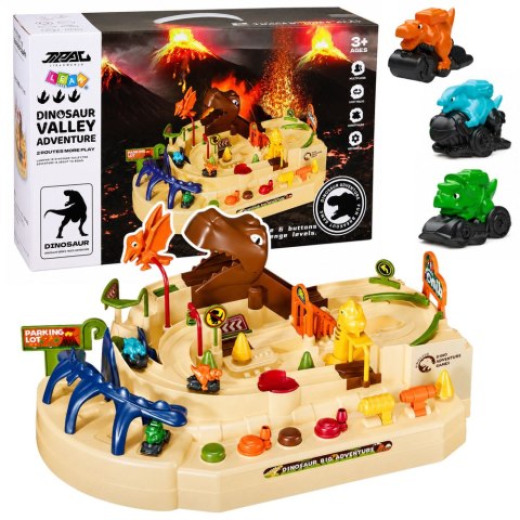 LEAN Toys Interaktywny Tor Zręcznościowy Manualny Z Dinozaurami 8 Wyzwań Pojazdy