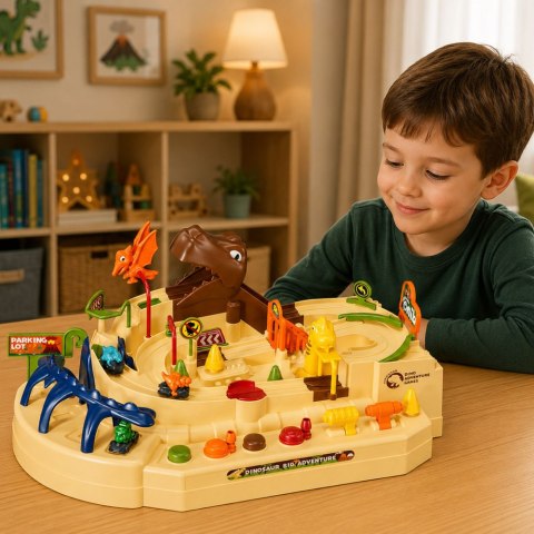 LEAN Toys Interaktywny Tor Zręcznościowy Manualny Z Dinozaurami 8 Wyzwań Pojazdy
