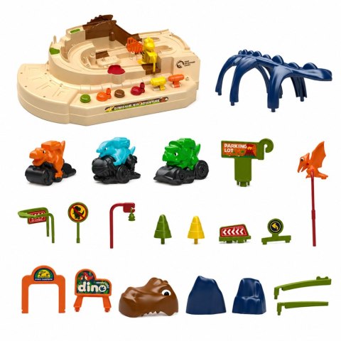 LEAN Toys Interaktywny Tor Zręcznościowy Manualny Z Dinozaurami 8 Wyzwań Pojazdy