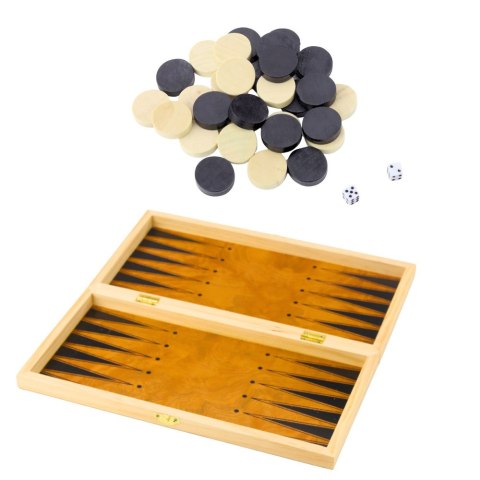 LEAN Toys Klasyczna Gra Logiczna 3w1 Szachy Warcaby Backgammon Drewniane