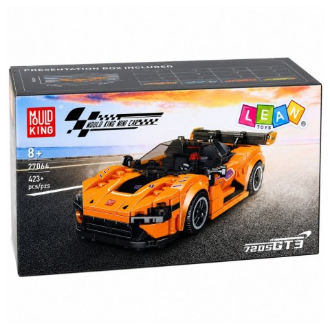 LEAN Toys Klocki Konstrukcyjne Samochód Sportowy Pomarańczowy Gablotka 423 el.