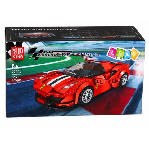 LEAN Toys Klocki Konstrukcyjne Samochód Sportowy Wyścigowy Gablotka Czerwony 364 el.