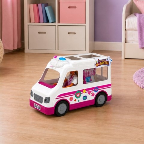 LEAN Toys Lalka Anlily Lekarka w Ambulansie Akcesoria Medyczne Światła Dźwięk Zestaw