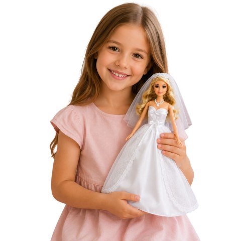 LEAN Toys Lalka Anlily Panna Młoda W Sukni Ślubnej Biała Z Koronką Akcesoria Zestaw