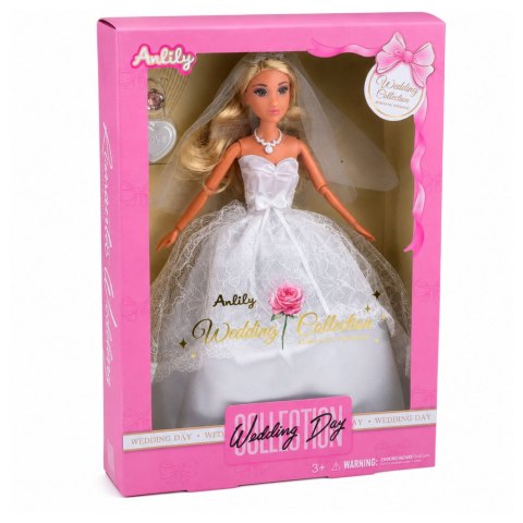 LEAN Toys Lalka Anlily Panna Młoda W Sukni Ślubnej Biała Z Koronką Akcesoria Zestaw