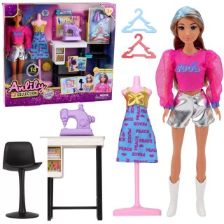 LEAN Toys Lalka Anlily Projektantka Mody Ubrań Maszyna Do Szycia Meble Manekin