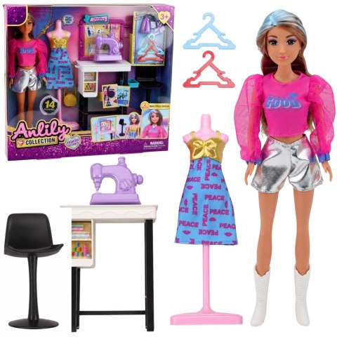 LEAN Toys Lalka Anlily Projektantka Mody Ubrań Maszyna Do Szycia Meble Manekin
