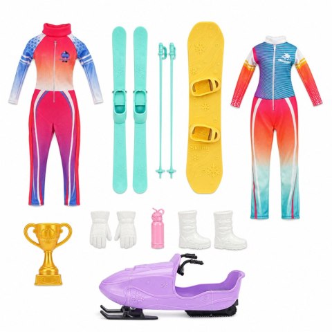 LEAN Toys Lalka Anlily Sporty Zimowe Narty Skuter Deska Snowboardowa Ubrania Zestaw