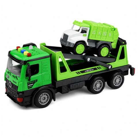 LEAN Toys Laweta Ciężarówka Ze Śmieciarką Zestaw Pojazdów Światła Dźwięki Zielony