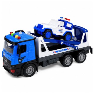 LEAN Toys Laweta Policyjna Z Radiowozem Zestaw Pojazdów Światła Dźwięki Niebieski