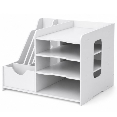 LEAN Toys Organizer Przybornik Na Biurko Drewniany Na Segregatory Dokumenty Biały
