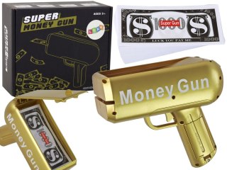 LEAN Toys Pistolet Na Pieniądze Strzelający Złoty Wyrzutnia Money Gun Banknoty