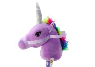 LEAN Toys Pluszowa Głowa Jednorożca Na Kiju Hobby Horse Jednorożec Fioletowy Dźwięki