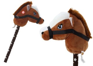 LEAN Toys Pluszowa Głowa Konia Na Kiju Hobby Horse Koń Krótkowłosy Ciemnobrązowy Dźwięki