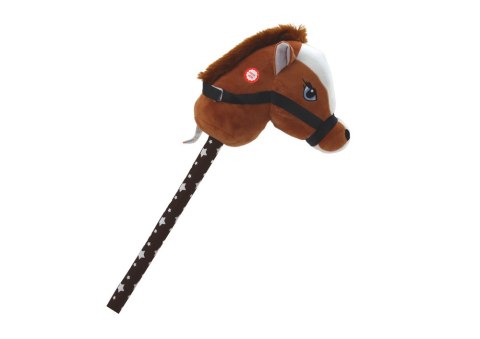 LEAN Toys Pluszowa Głowa Konia Na Kiju Hobby Horse Koń Krótkowłosy Ciemnobrązowy Dźwięki