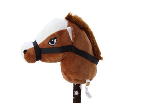 LEAN Toys Pluszowa Głowa Konia Na Kiju Hobby Horse Koń Krótkowłosy Ciemnobrązowy Dźwięki