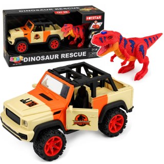 LEAN Toys Samochód Terenowy Z Dinozaurem T-Rex Światła Dźwięki Otwierane Drzwi