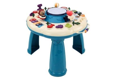 LEAN Toys Stolik Panel Edukacyjny Interaktywny Pianinko Bębenek Niebieski