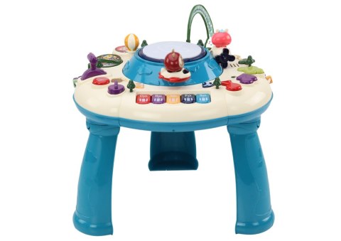 LEAN Toys Stolik Panel Edukacyjny Interaktywny Pianinko Bębenek Niebieski