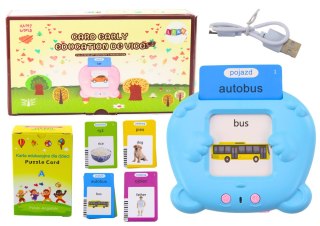LEAN Toys Tablet Do Kart Edukacja Nauka Języka Polski Angielski 224 Słowa Niebieski