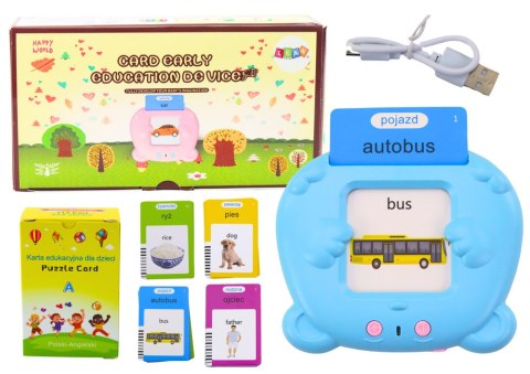LEAN Toys Tablet Do Kart Edukacja Nauka Języka Polski Angielski 224 Słowa Niebieski