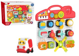 LEAN Toys Tablica Sensoryczna Dla Dzieci Panel Edukacyjny Interaktywny Pianinko 15 ele.