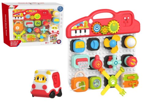 LEAN Toys Tablica Sensoryczna Dla Dzieci Panel Edukacyjny Interaktywny Pianinko 15 ele.