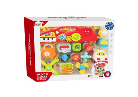 LEAN Toys Tablica Sensoryczna Dla Dzieci Panel Edukacyjny Interaktywny Pianinko 15 ele.
