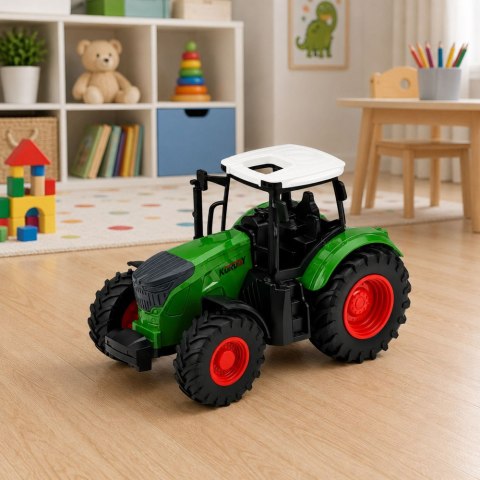 LEAN Toys Traktor Rolniczy Farmerski Gospodarski Gumowe Koła Biało Zielony 1:24
