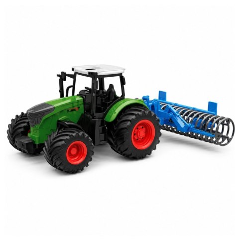 LEAN Toys Traktor Rolniczy Farmerski Gospodarski z Wałem Uprawowym Zielony 1:24