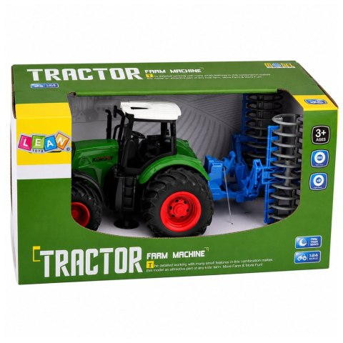 LEAN Toys Traktor Rolniczy Farmerski Gospodarski z Wałem Uprawowym Zielony 1:24