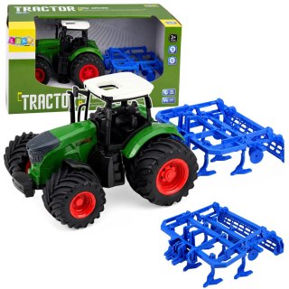 LEAN Toys Traktor Rolniczy Farmerski Z Kultywatorem Agregat Uprawowy Zielony 1:24