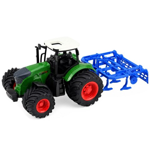 LEAN Toys Traktor Rolniczy Farmerski Z Kultywatorem Agregat Uprawowy Zielony 1:24