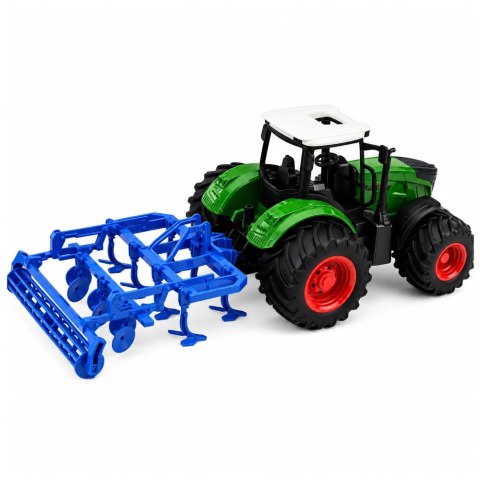 LEAN Toys Traktor Rolniczy Farmerski Z Kultywatorem Agregat Uprawowy Zielony 1:24