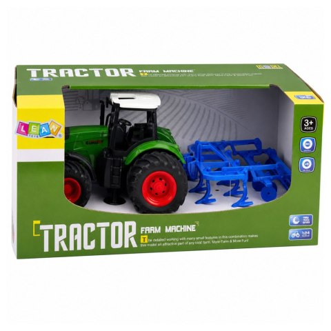 LEAN Toys Traktor Rolniczy Farmerski Z Kultywatorem Agregat Uprawowy Zielony 1:24